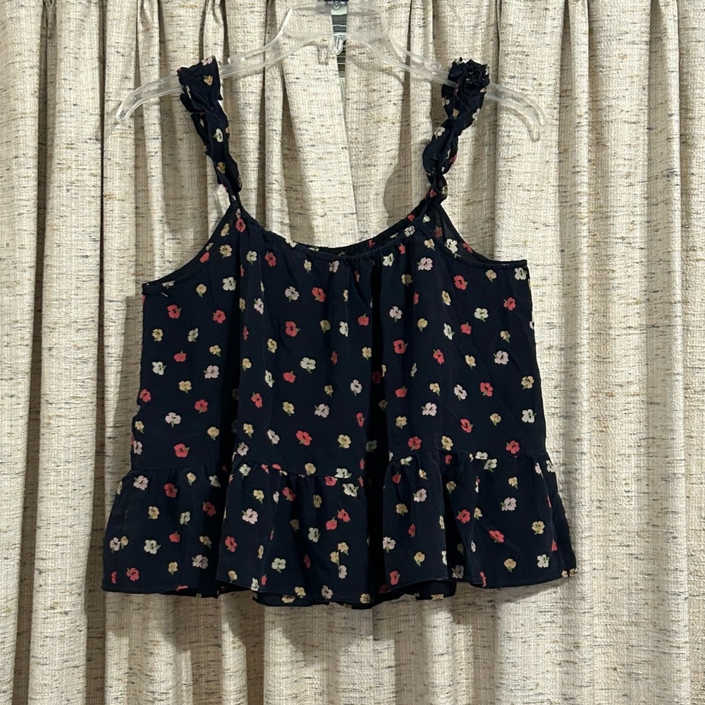 Madewell Confetti Floral Silk Ruffle Strap Cami Top